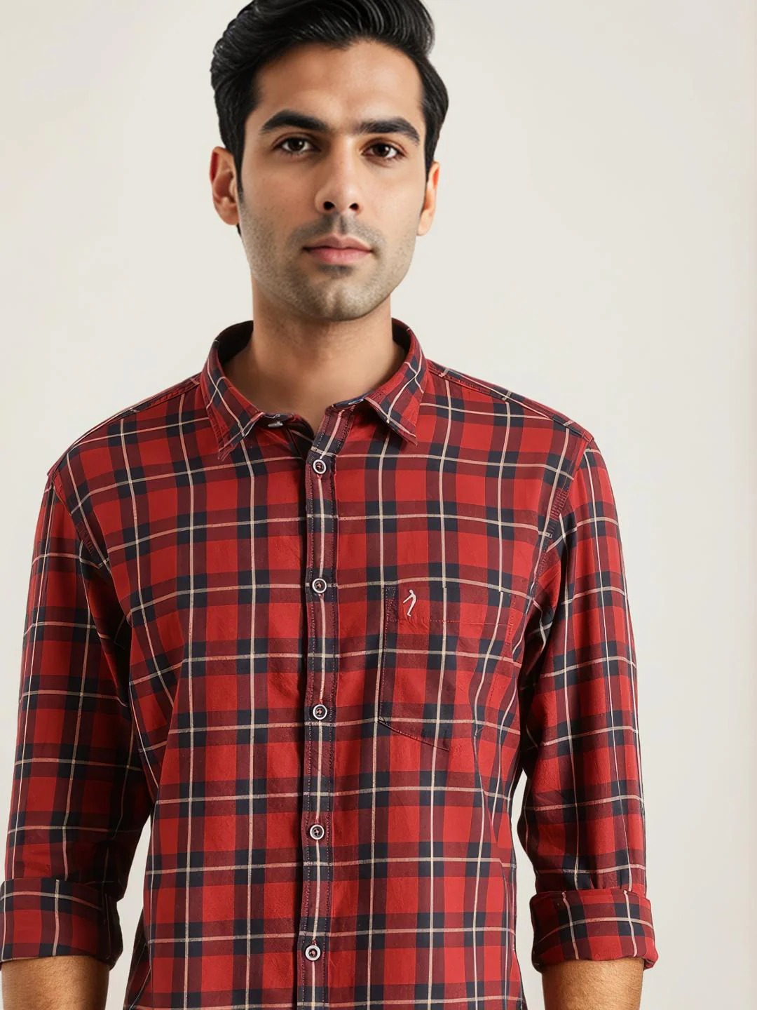 Indian Terrain Men Checkered Red Shirt